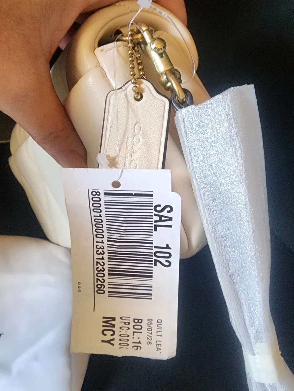 NWT Coach Quilted Tabby 19 In Chalk (Missing Chain Strap)